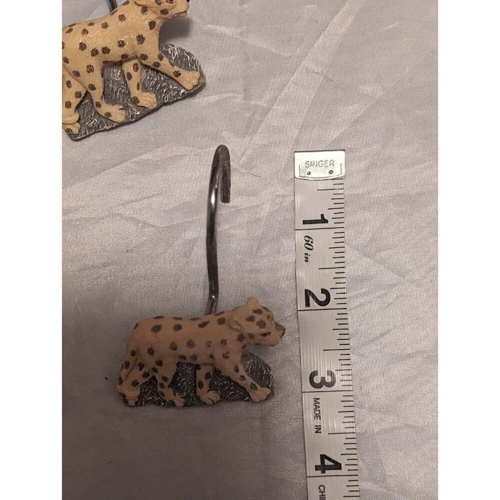 Jungle Safari Animal Shape Leopard Cheetah Shower / Curtain Hooks 12pcs